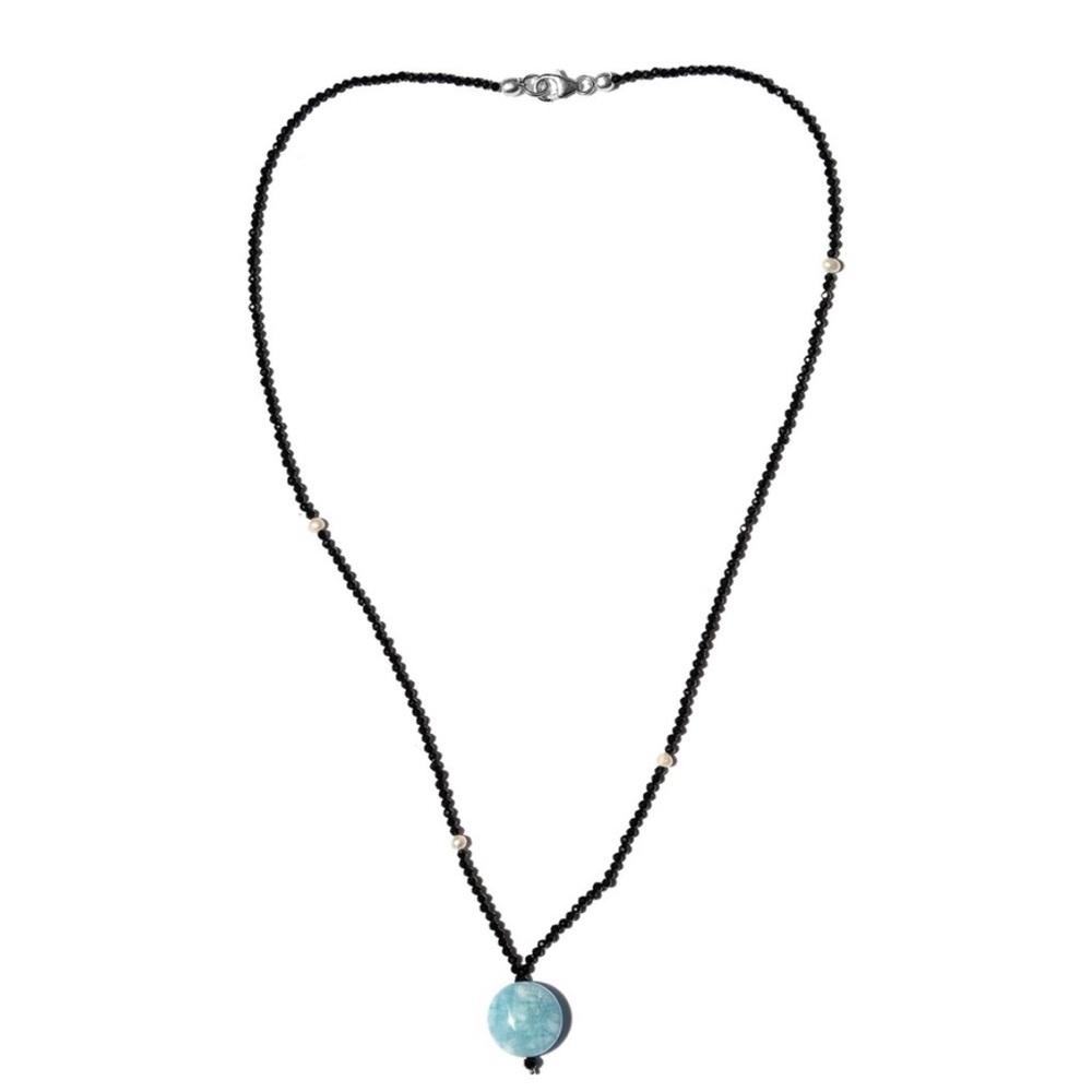 Natural Thai Black Spinel Bead Necklace